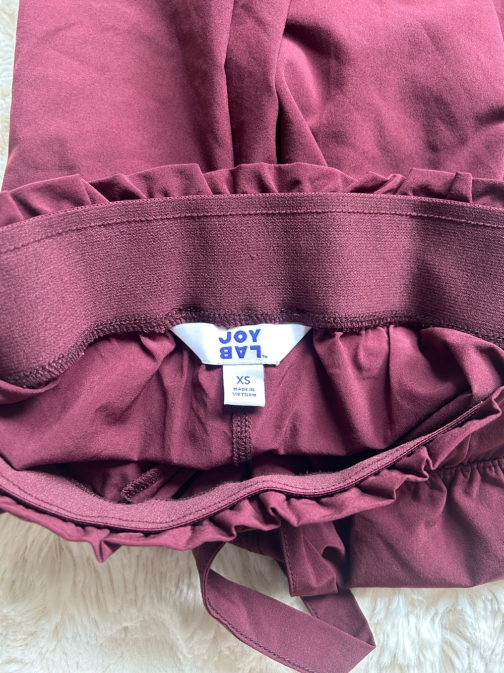 JoyLab Wide-Leg Paperbag Waist Pants in Burgundy - Picture 5 of 7